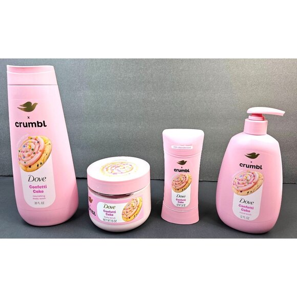 Crumbl x Dove Confetti Cake Body Wash Hand Soap Body Scrub and Deodorant Set - Picture 1 of 2